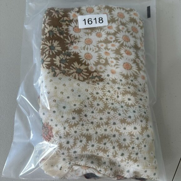 Bohemian Kimono One Size Floral Relaxed Tan Brown Beach Summer Coverup - Picture 7 of 7